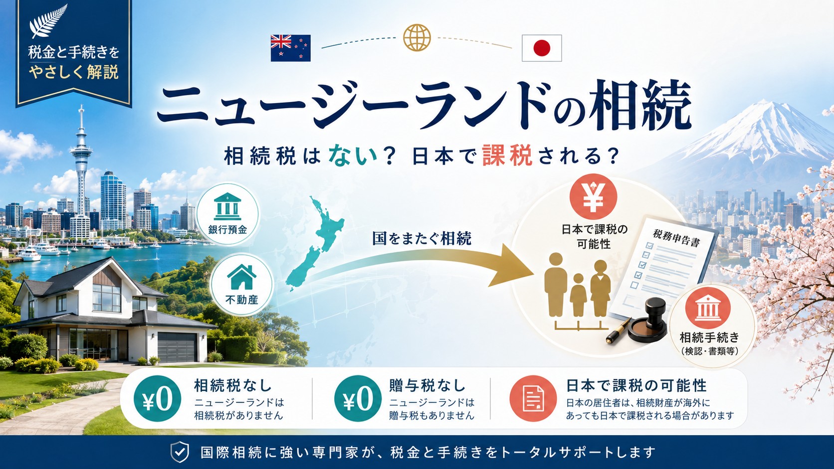 ニュージーランドの相続　相続税はない？日本で課税される？